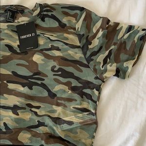 Forever 21 Tops - See through camo top Forever 21 Tops - See through camo top
